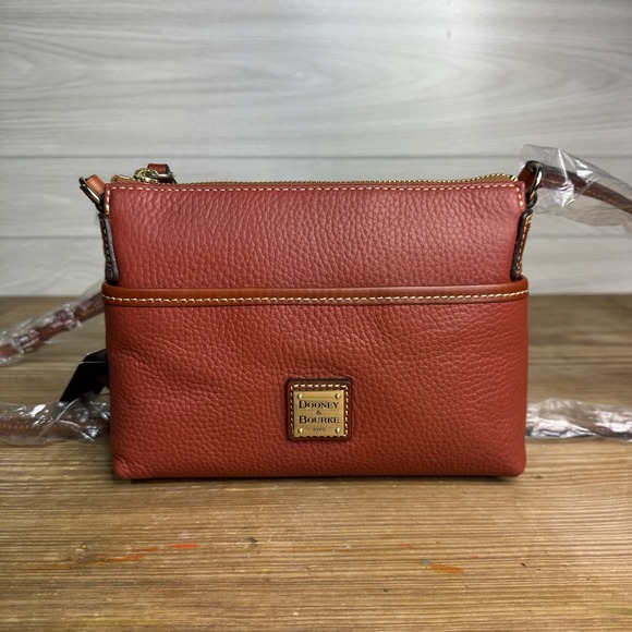 Dooney & Bourke Handbags - NWT Dooney Bourke Ginger Pouchette Crossbody Purse Terracotta Red Leather Bag